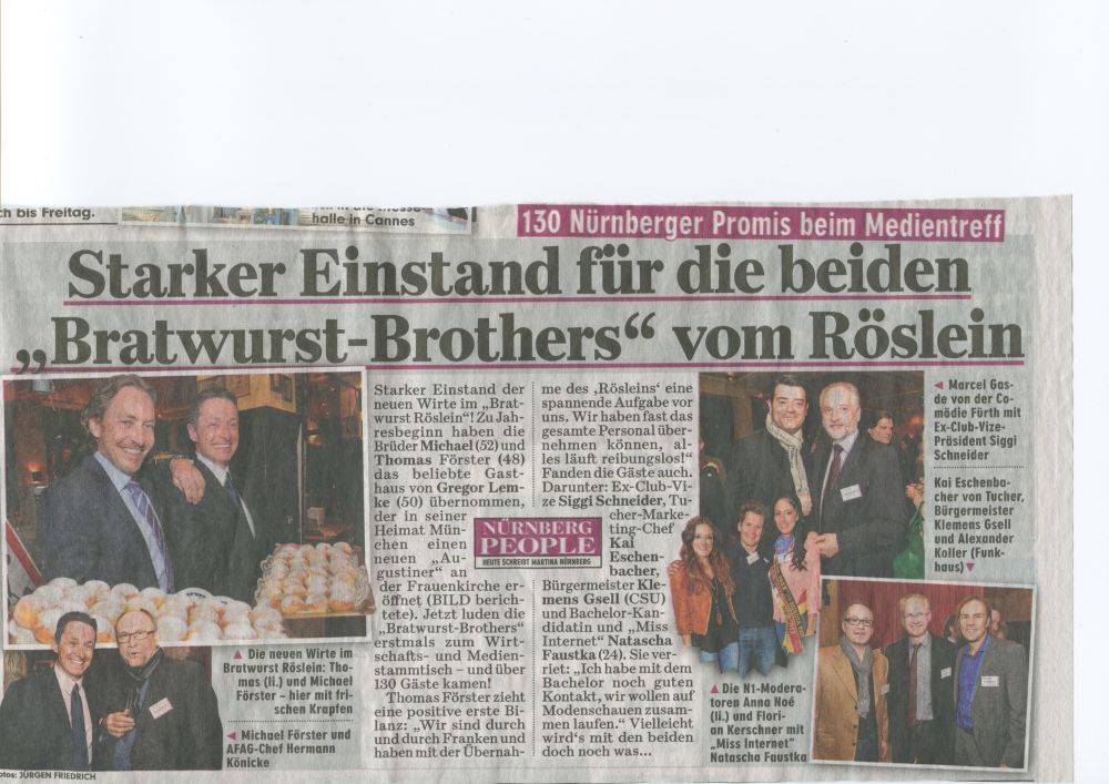 Presse Bratwurst Roeslein BILD Zeitung Medientreff 2013